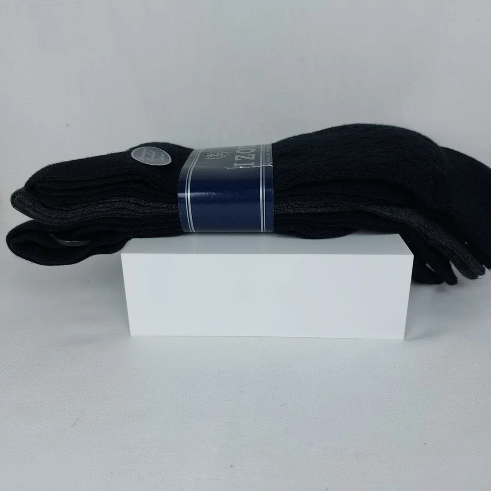 IZOD Mens Dress Socks 3-Pack Crew 2-Black 1-Gray Combed Cotton 6-12.5 New‎